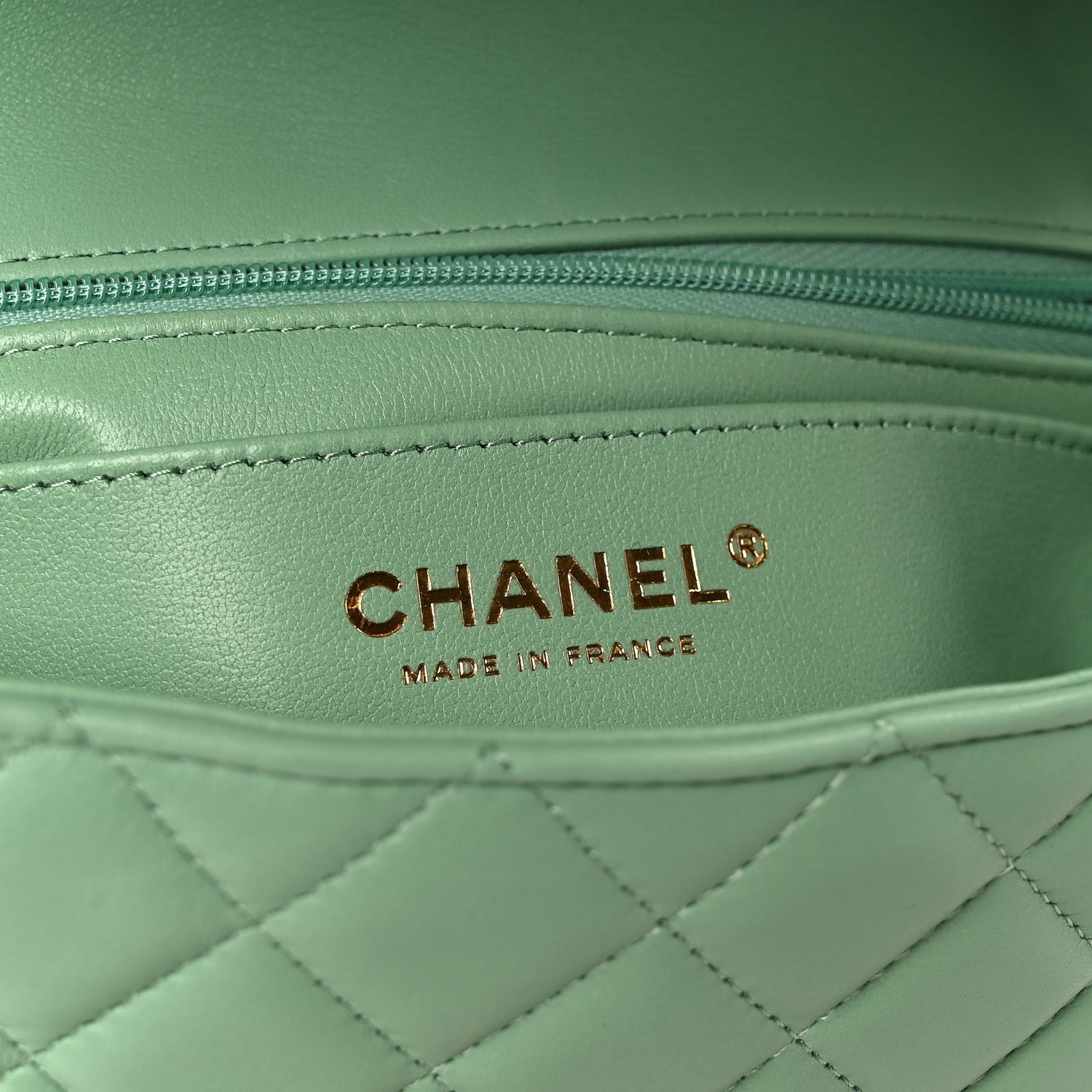 Chanel Lambskin Quilted Mini Rectangular Flap Green