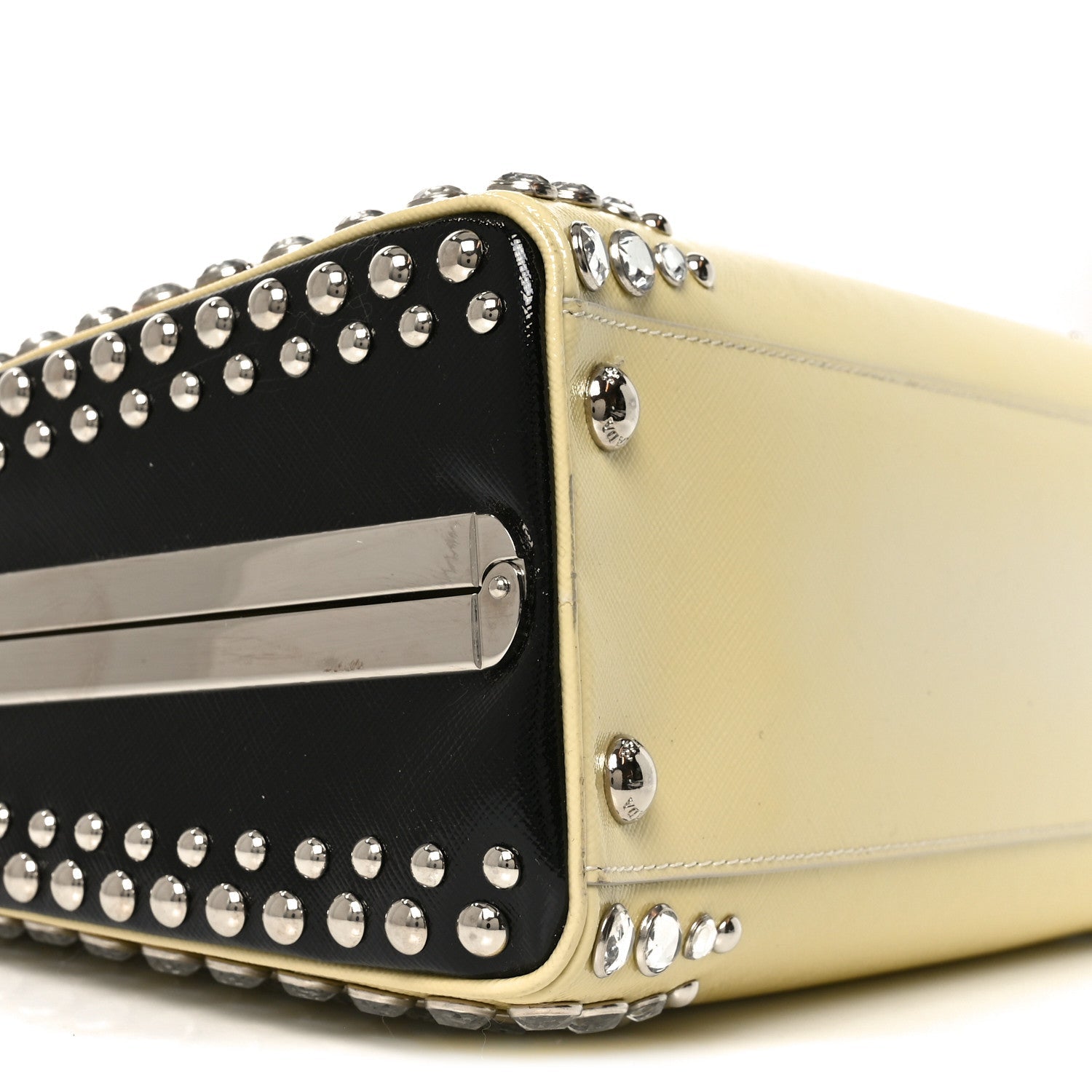 Prada Saffiano Lux Crystal Pyramid Bag Talco Black