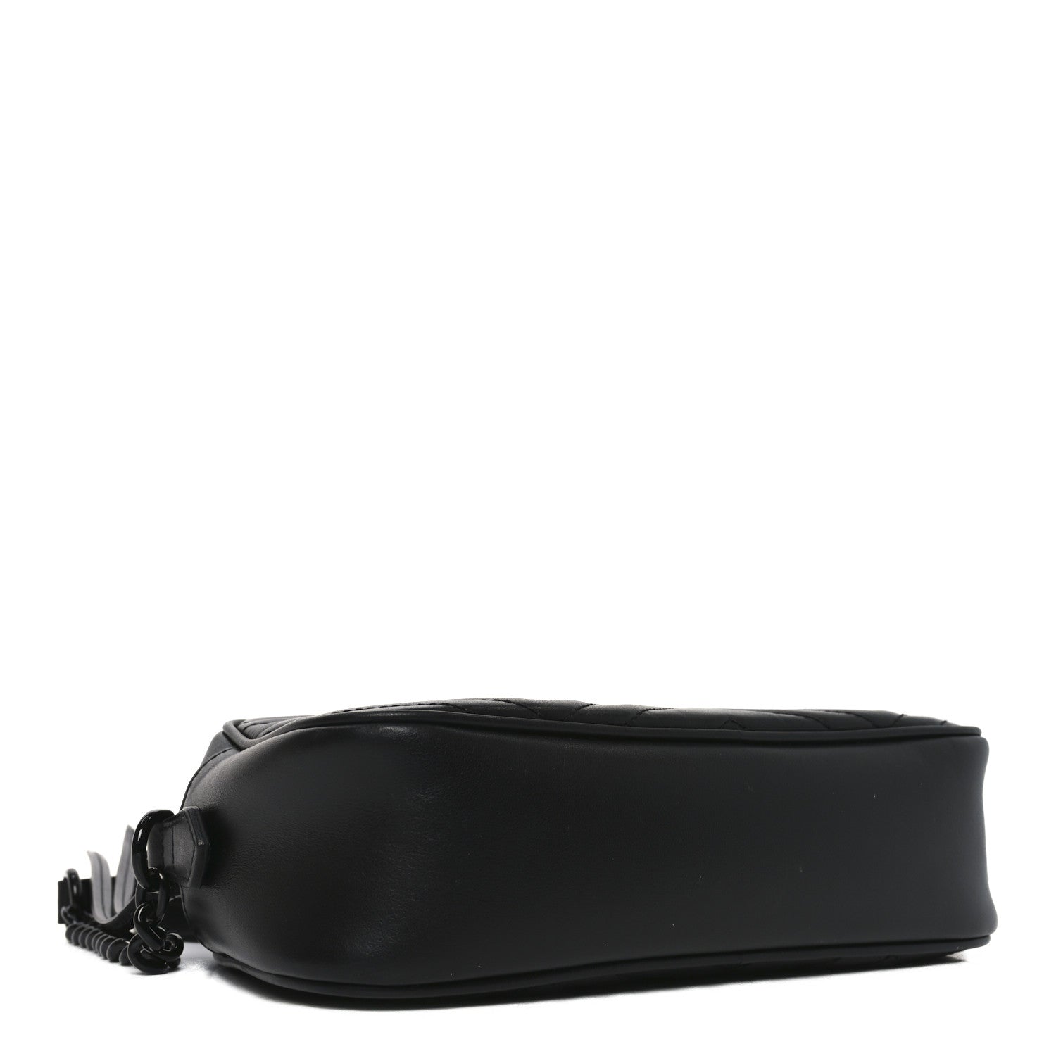 Gucci Calfskin Matelasse Monochrome Small GG Marmont Chain Shoulder Bag Black