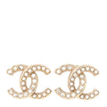 Pearl Crystal CC Earrings Gold