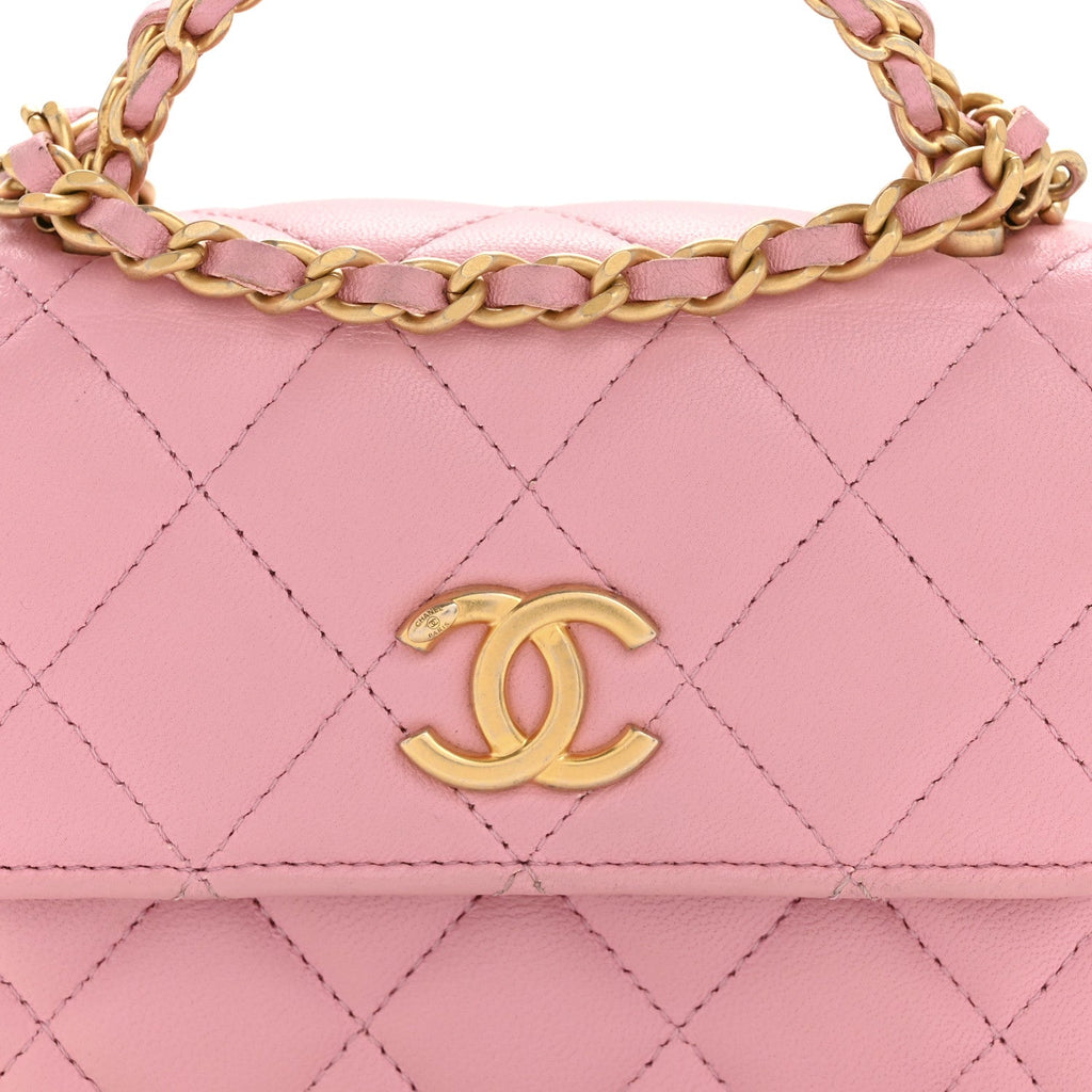 Chanel Lambskin Quilted Pick Me Up Mini Wallet On Chain Light Pink