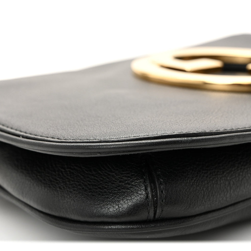 Gucci Roxy Calfskin Blondie Chain Shoulder Flap Bag Black