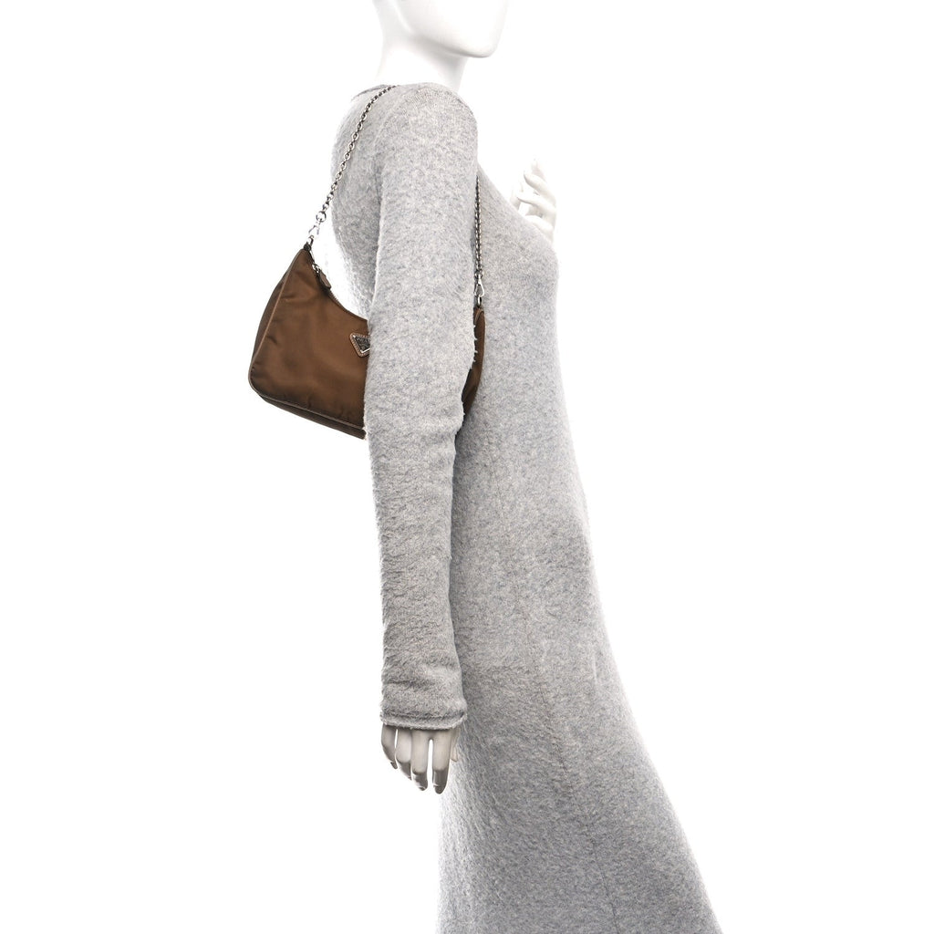 Prada Nylon Re-Edition 2005 Shoulder Bag Cacao