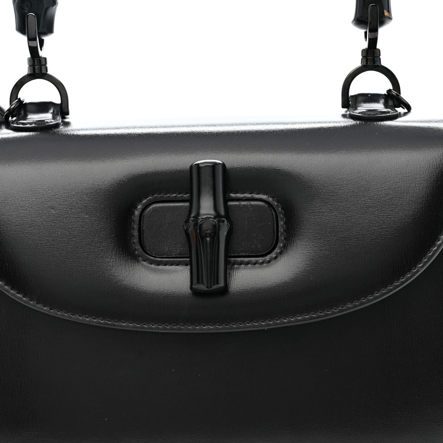 Gucci Boarded Dyana Lux Calfskin Web Monochrome Medium Bamboo 1947 Top Handle Bag Black