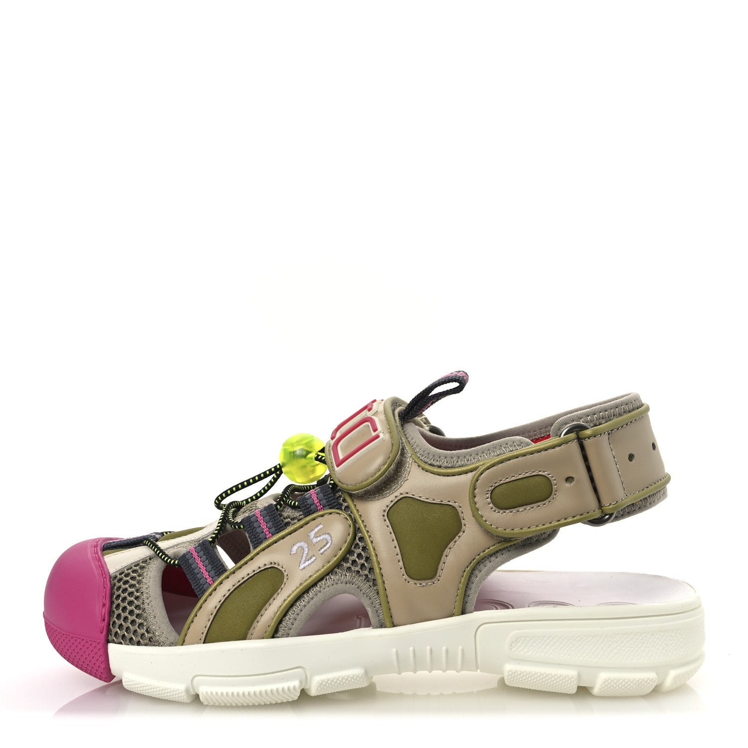 Gucci Mesh Fabric Tinsel Sport Sandals 36.5 Loess Sand Box Pink