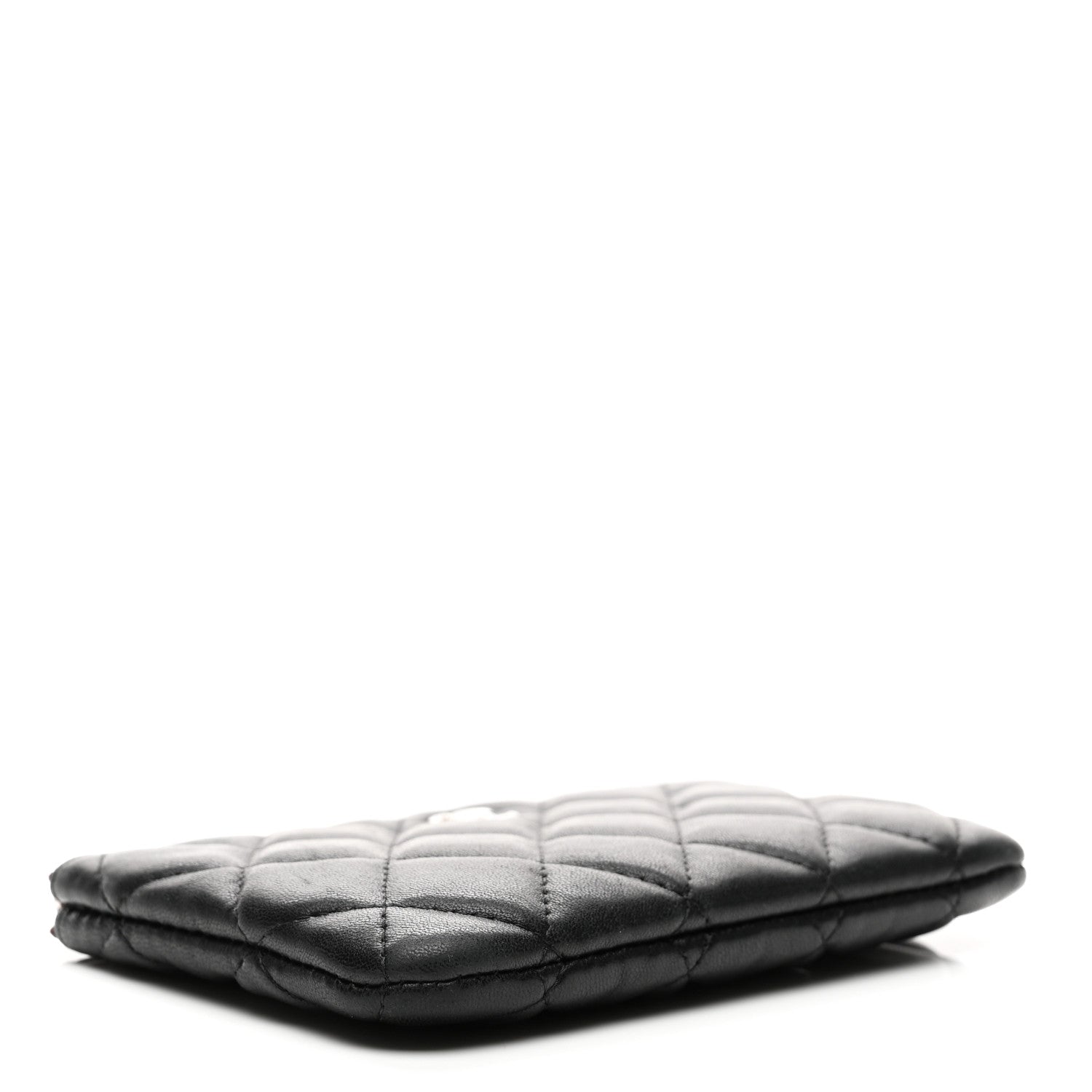 Lambskin Quilted Small Cosmetic Case Black