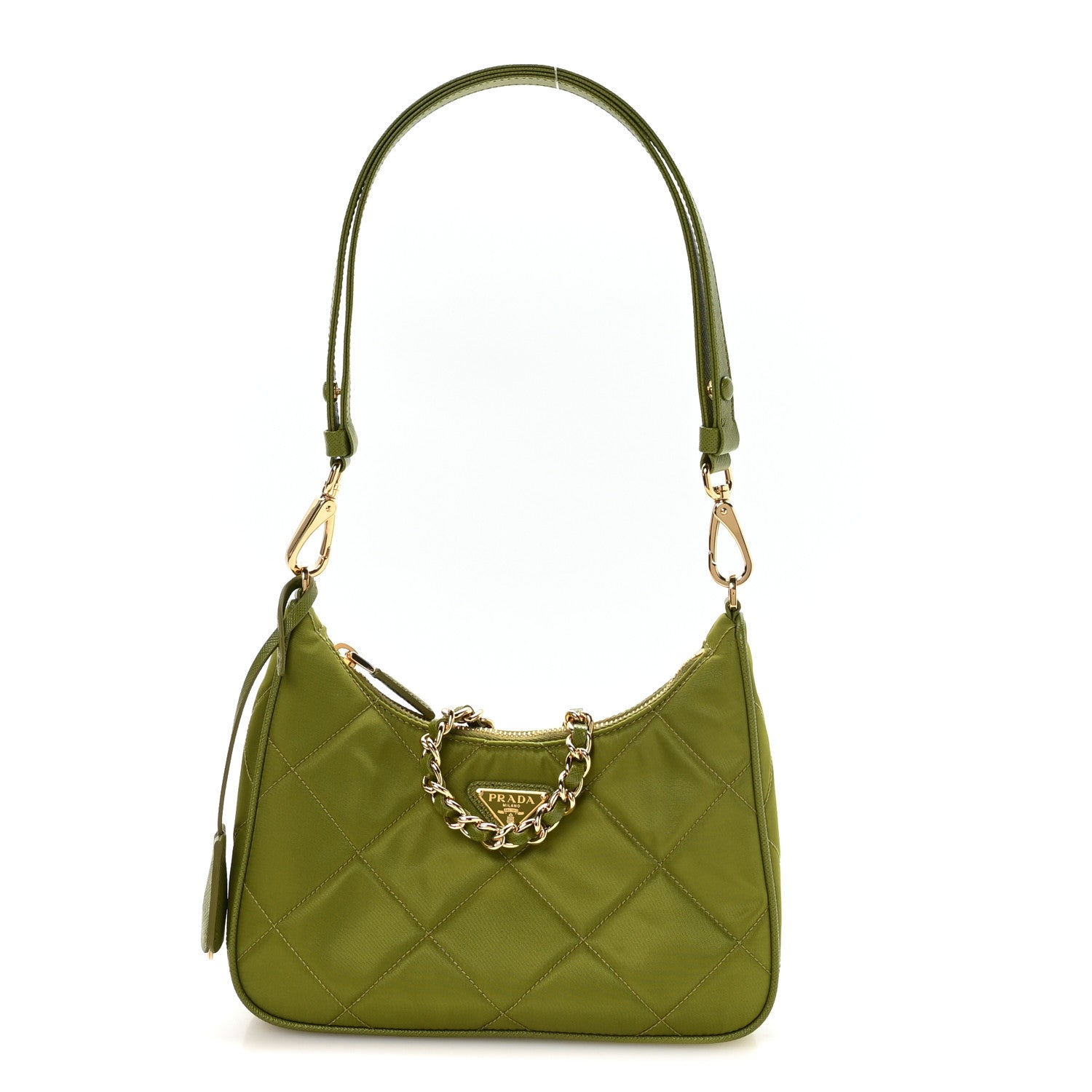 Prada Re-Nylon Saffiano Stitched Mini Re-Edition 1995 Chaine Shoulder Bag Edera
