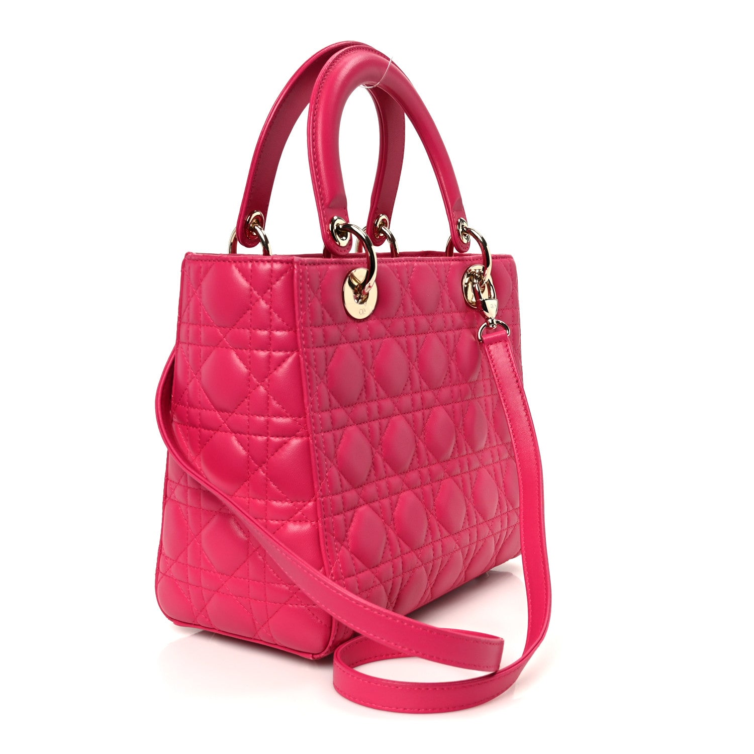 Christian Dior Lambskin Cannage Medium Lady Dior Pink