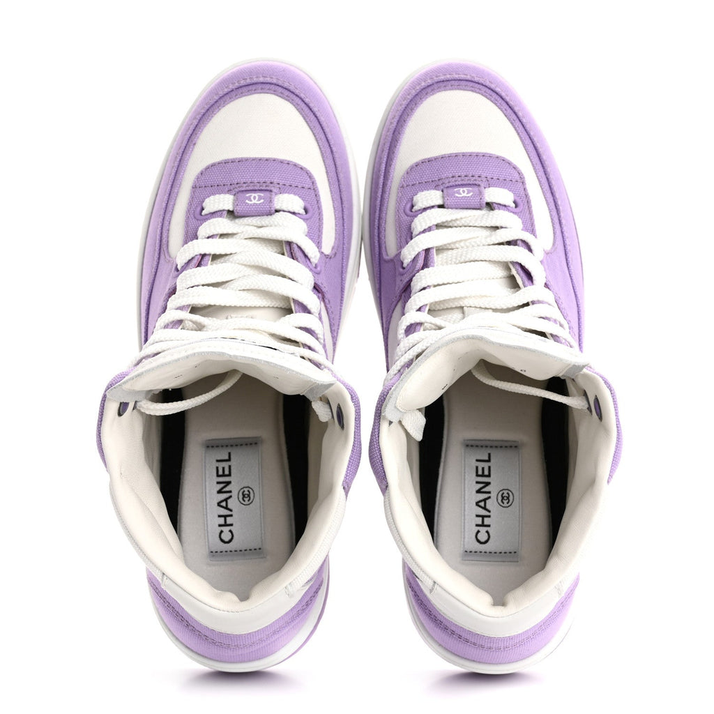 Cotton High Top Sneakers 38 Purple White
