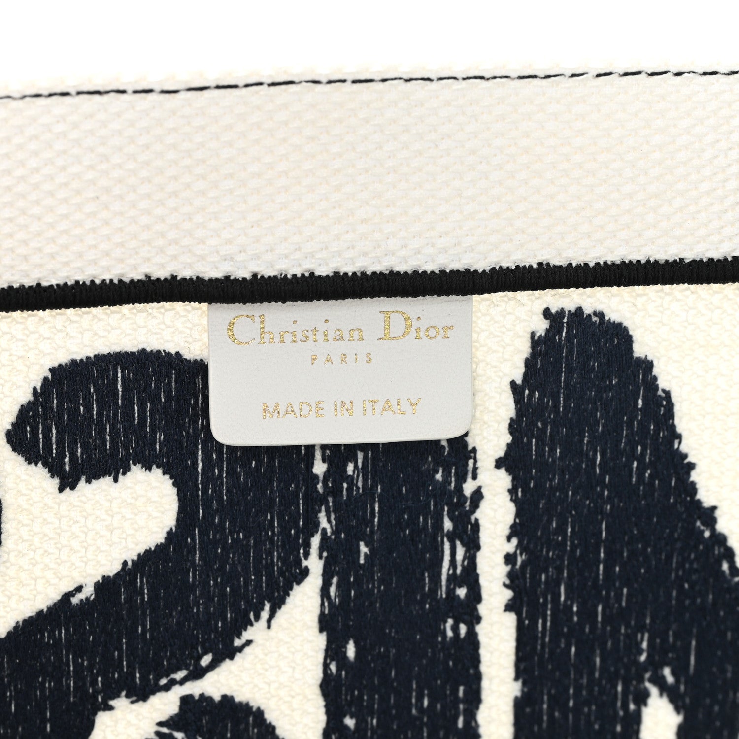 Christian Dior Canvas Embroidered Medium Miss Dior Graffiti Book Tote Navy White