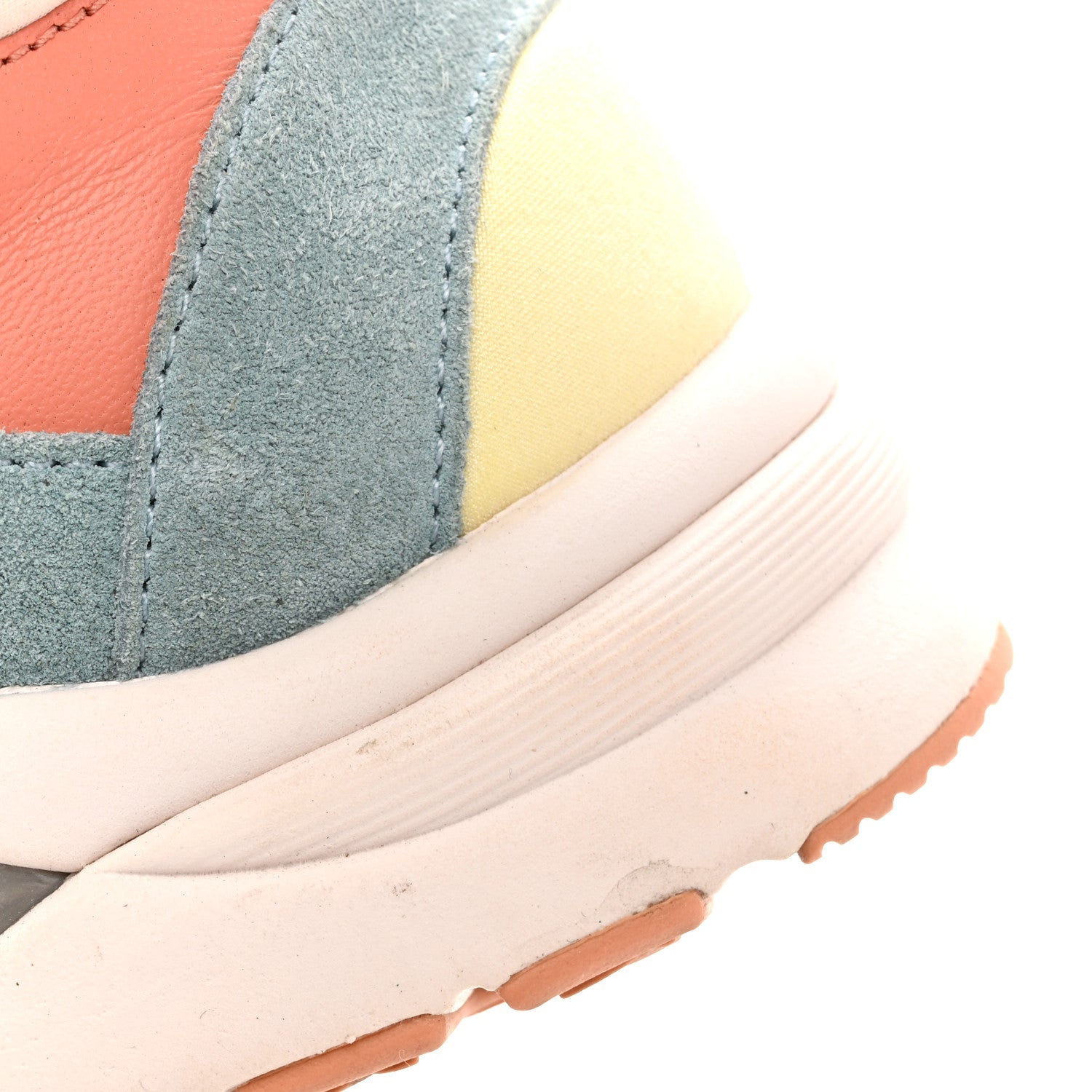 Nylon Lambskin Suede Calfskin CC Sneakers 35 Coral Light Blue White