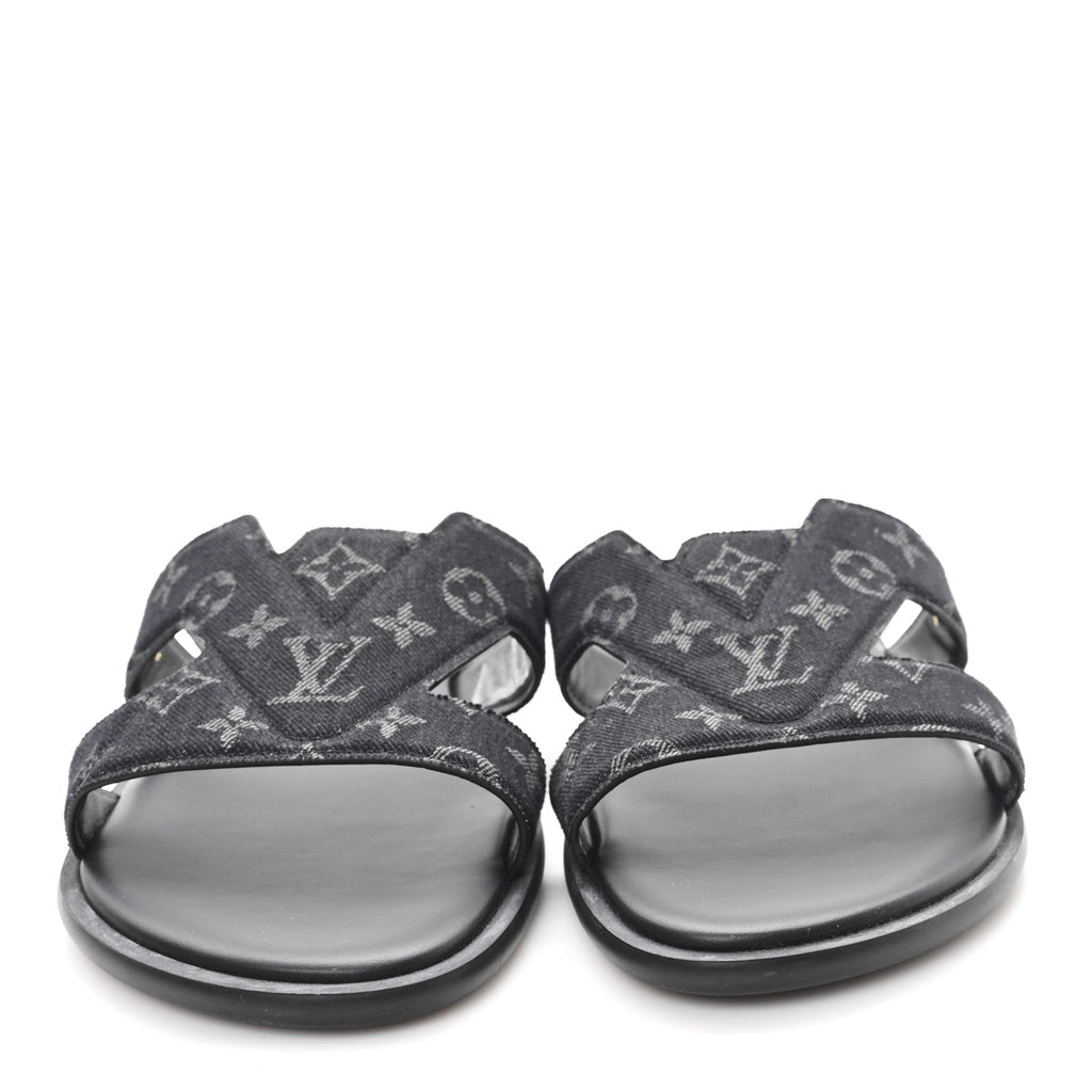 Louis Vuitton Monogram Denim Mens LV Oasis Mules 8.5 Black