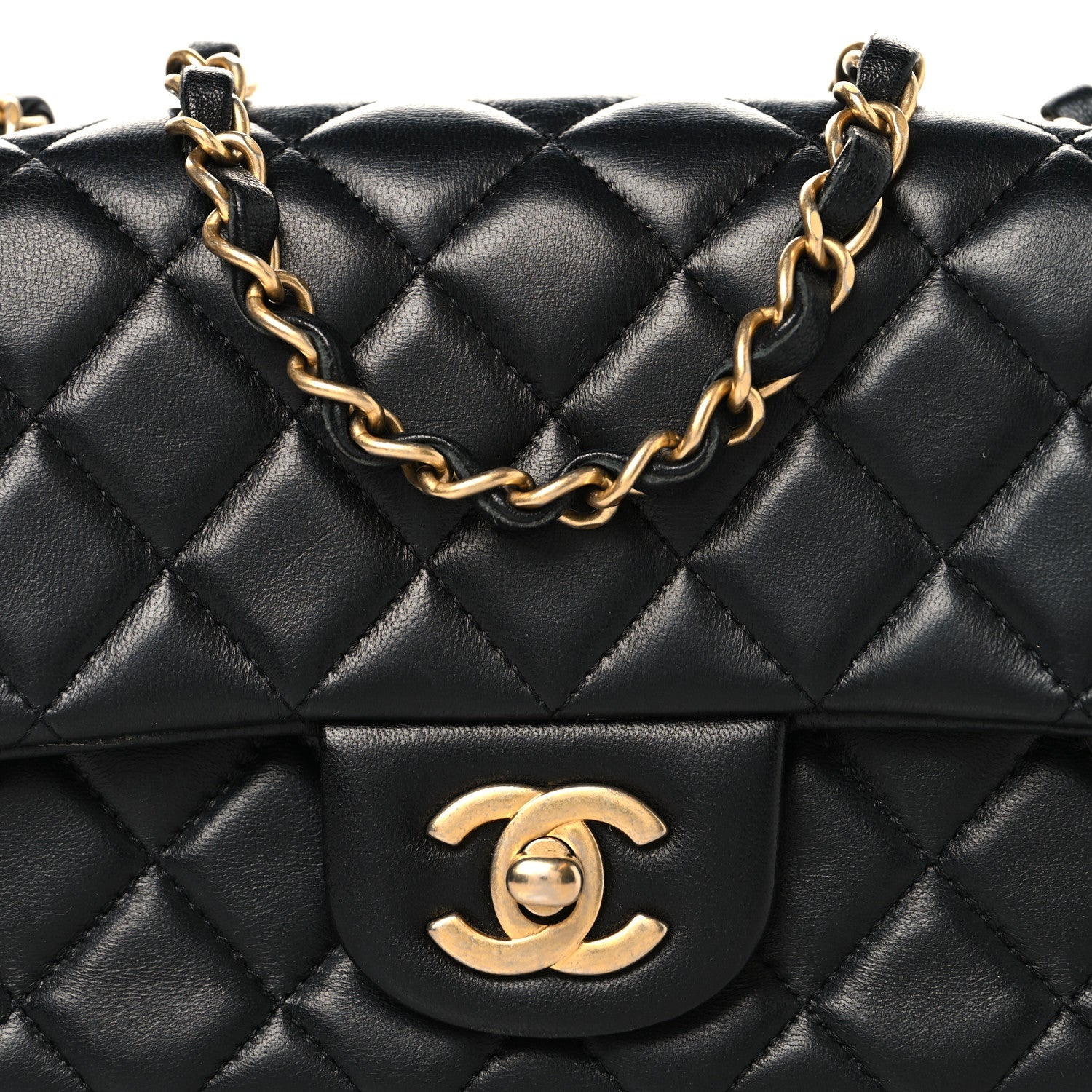 Chanel Lambskin Quilted Mini Rectangular Flap Black