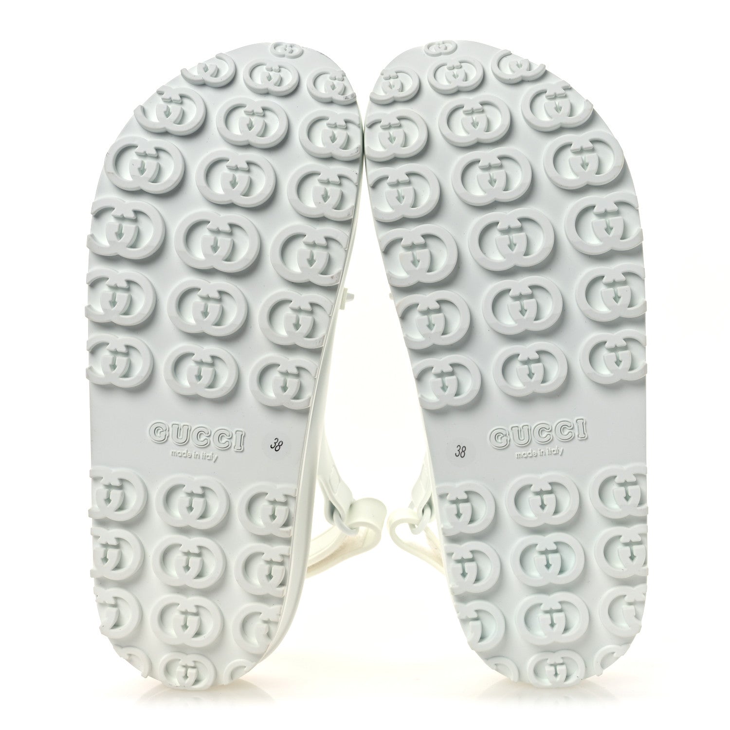 Gucci Soft Rubber Horsebit Touch Womens Strapped Sandals 38 Great White