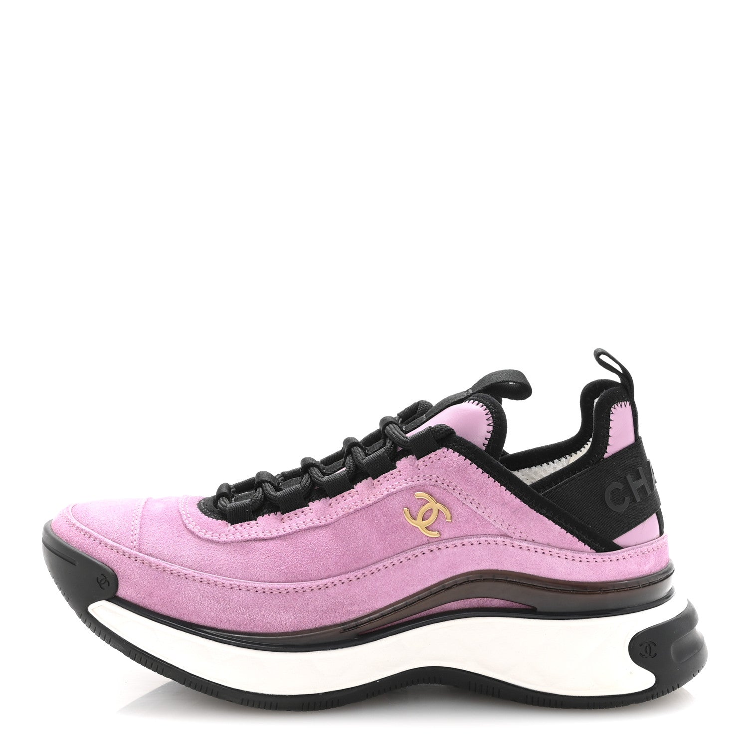 Chanel Suede Calfskin Nylon Grosgrain CC Sneakers 36.5 Dark Pink