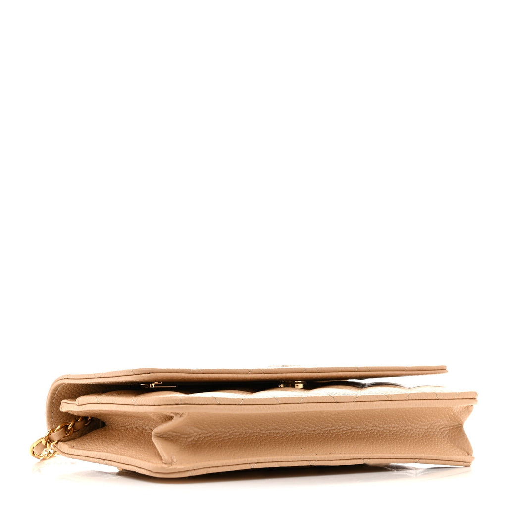 Chanel Caviar Quilted Wallet on Chain WOC Beige