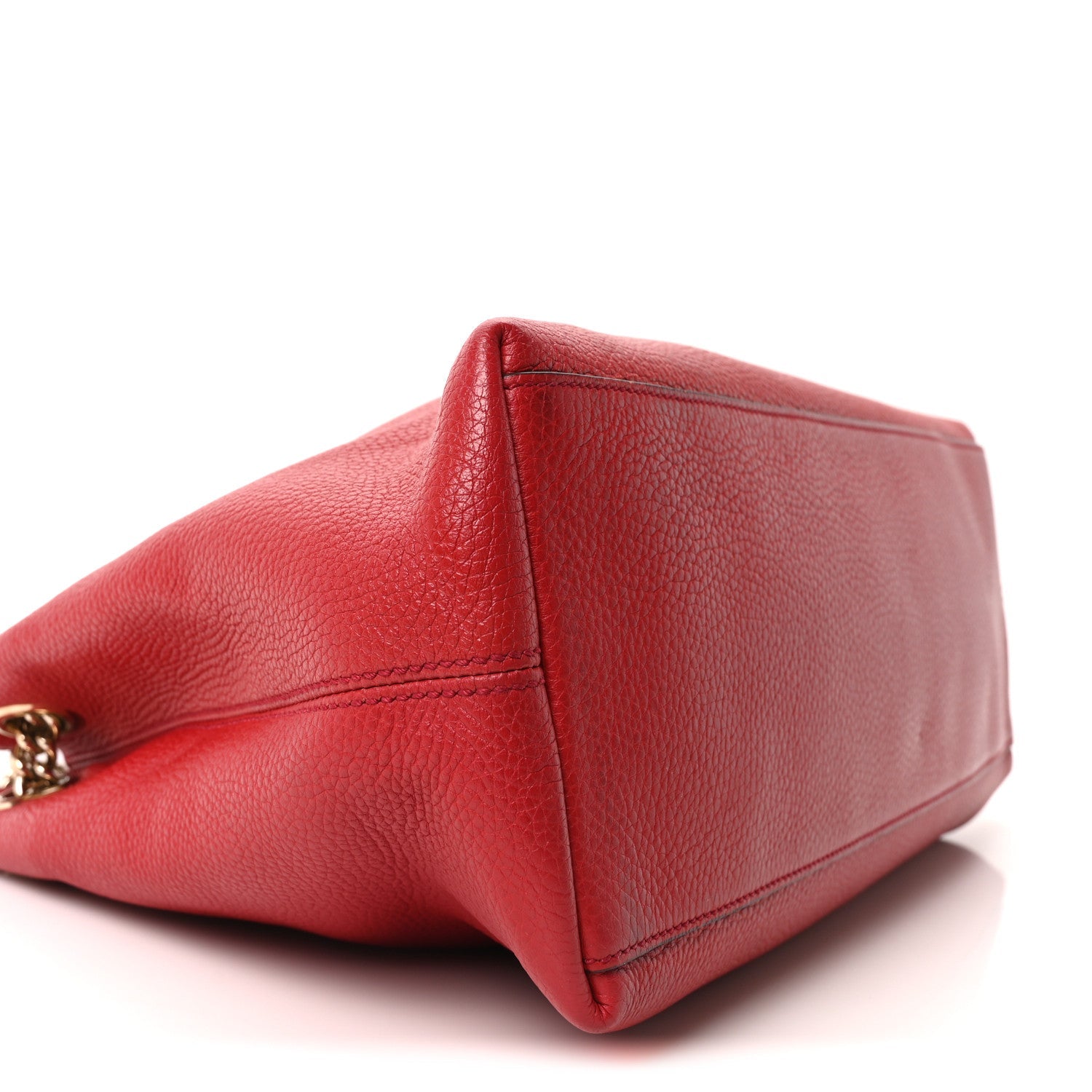 Gucci Pebbled Calfskin Medium Soho Chain Shoulder Bag Tabasco Red