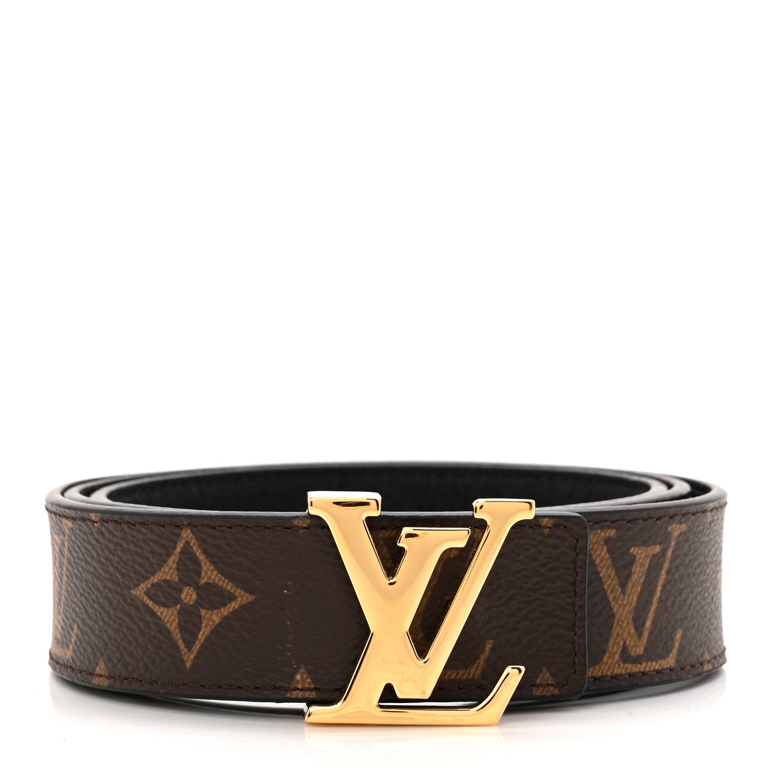 Louis Vuitton Calfskin Monogram 30mm LV Initiales Reversible Belt 85 34 Black