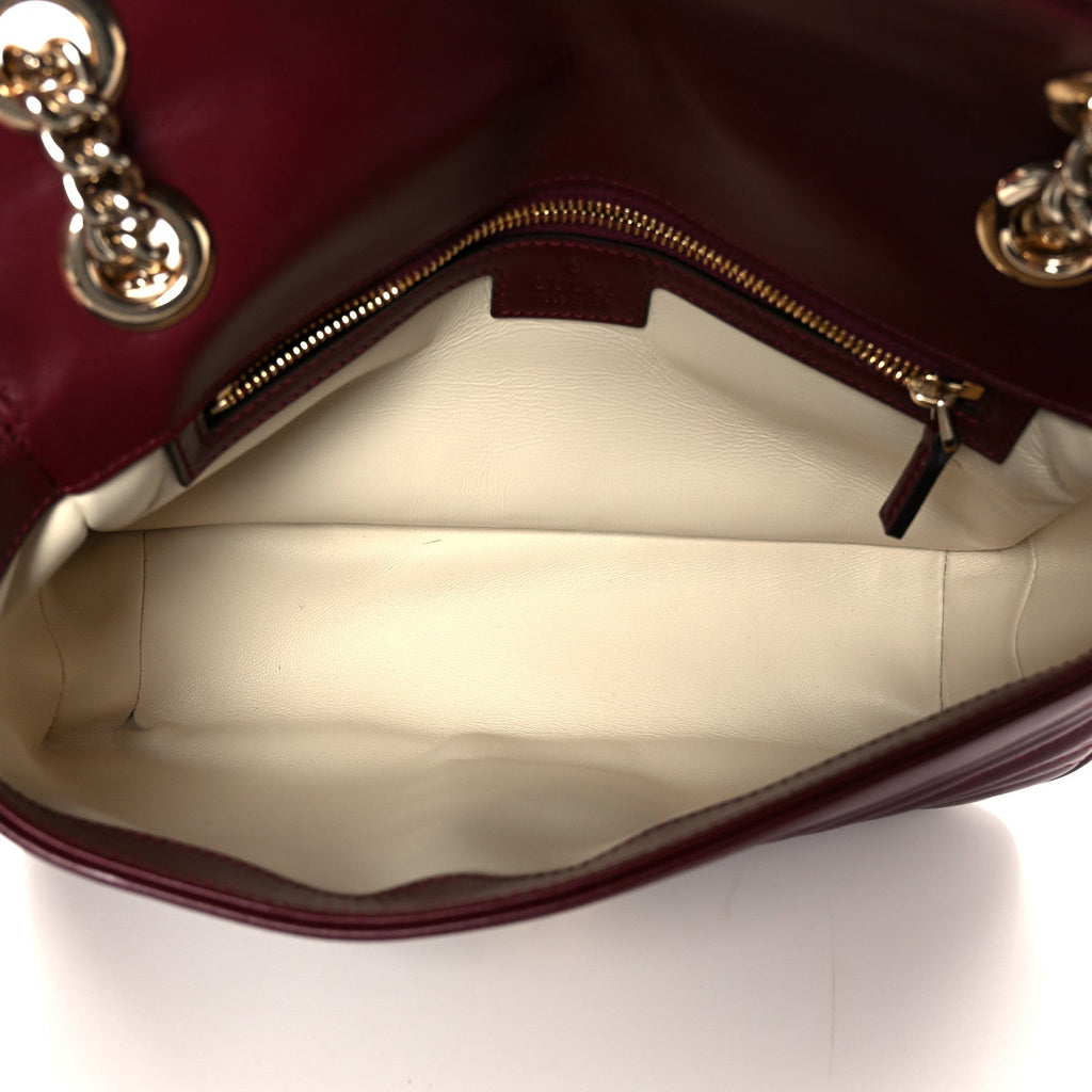 Gucci Calfskin Matelasse Small GG Marmont Shoulder Bag Rosso Ancora Red