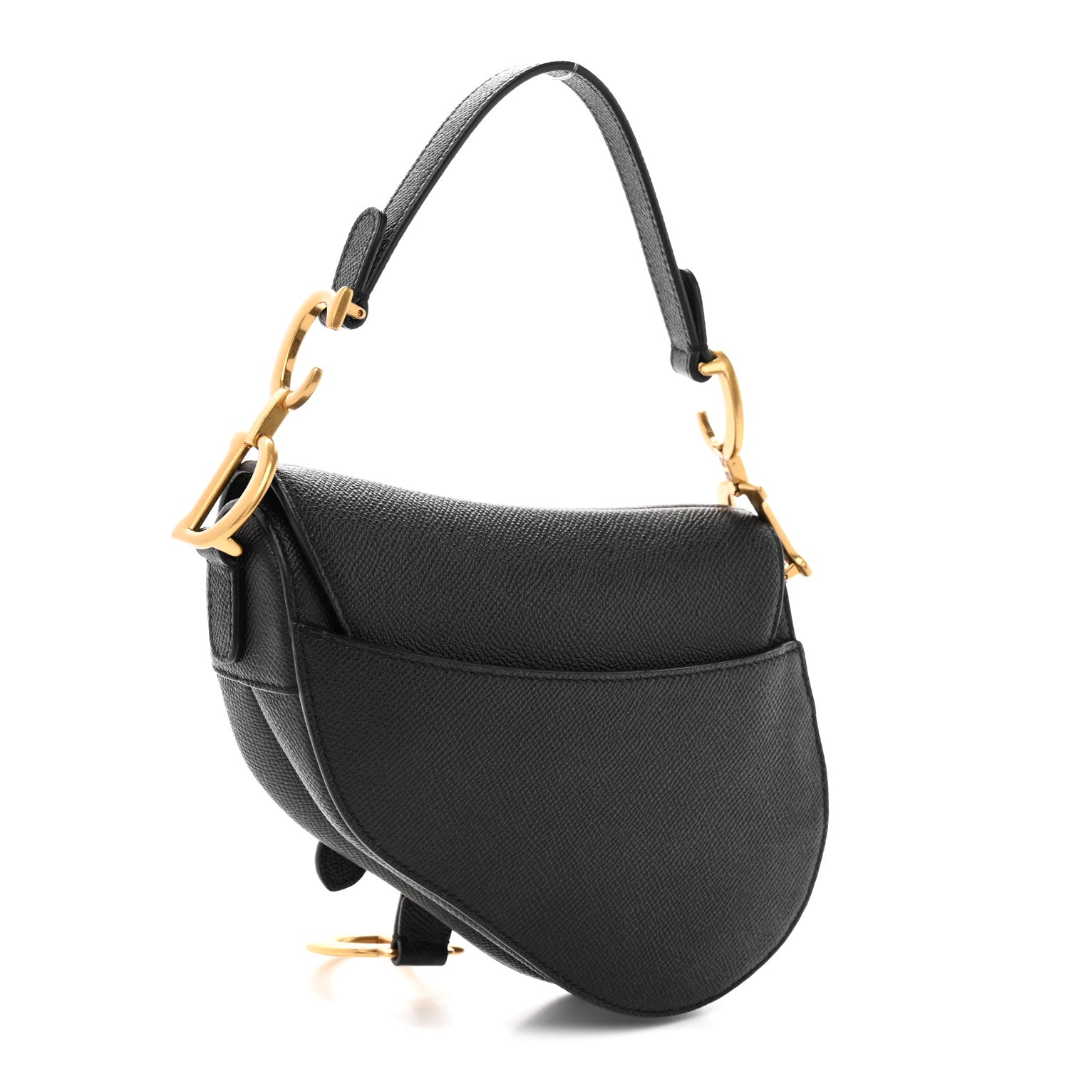Christian Dior Grained Calfskin Mini Saddle Bag Black