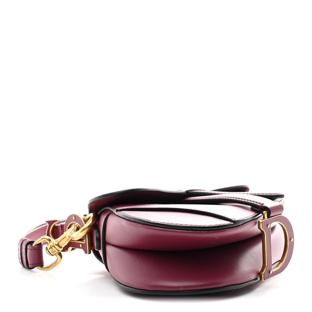 Christian Dior Supple Calfskin Mini Saddle Bag With Strap Purple