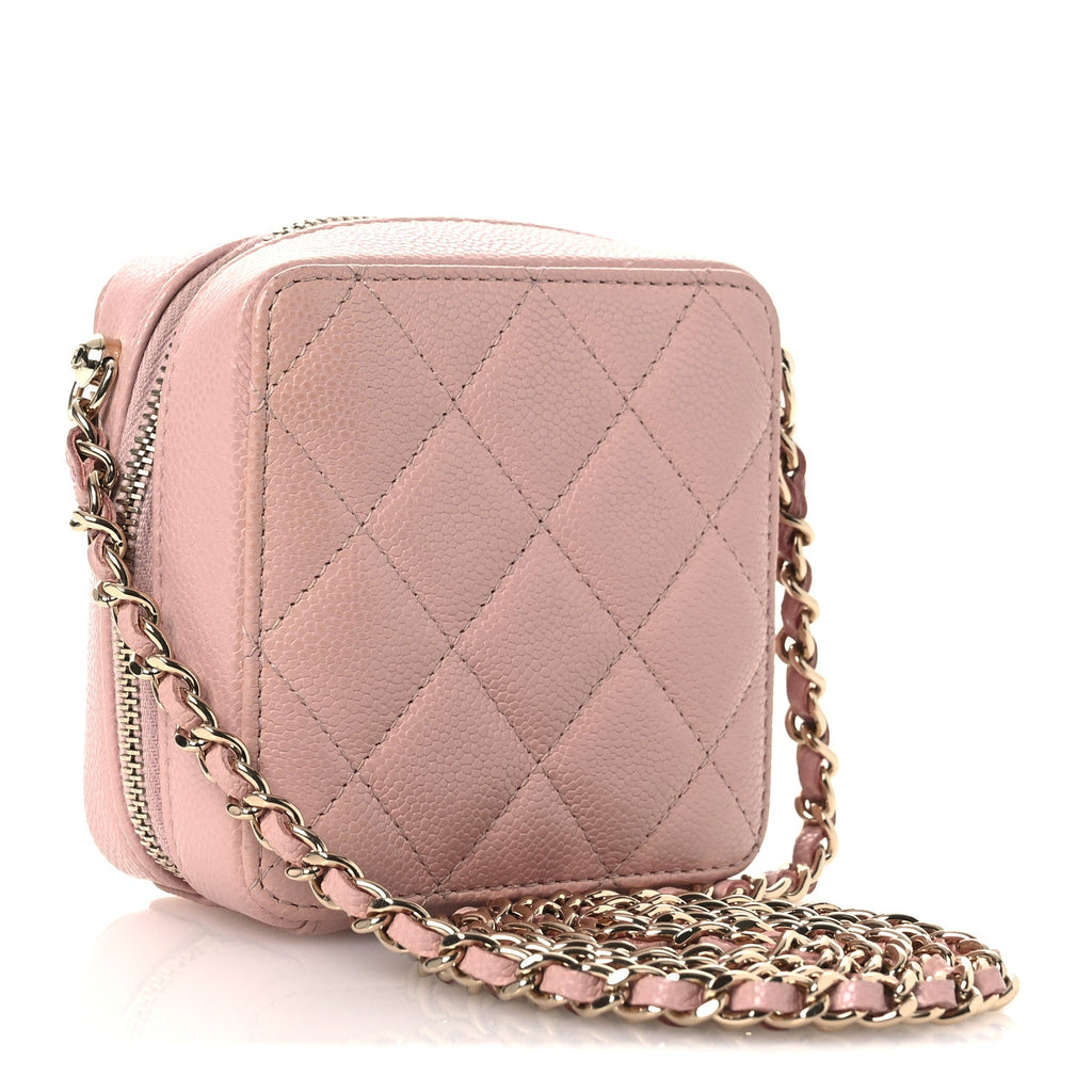 Chanel Caviar Quilted Clutch with Chain Light Pink