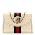 Gucci Textured Calfskin Web Mini Rajah Slim Flap Shoulder Bag Mystic White