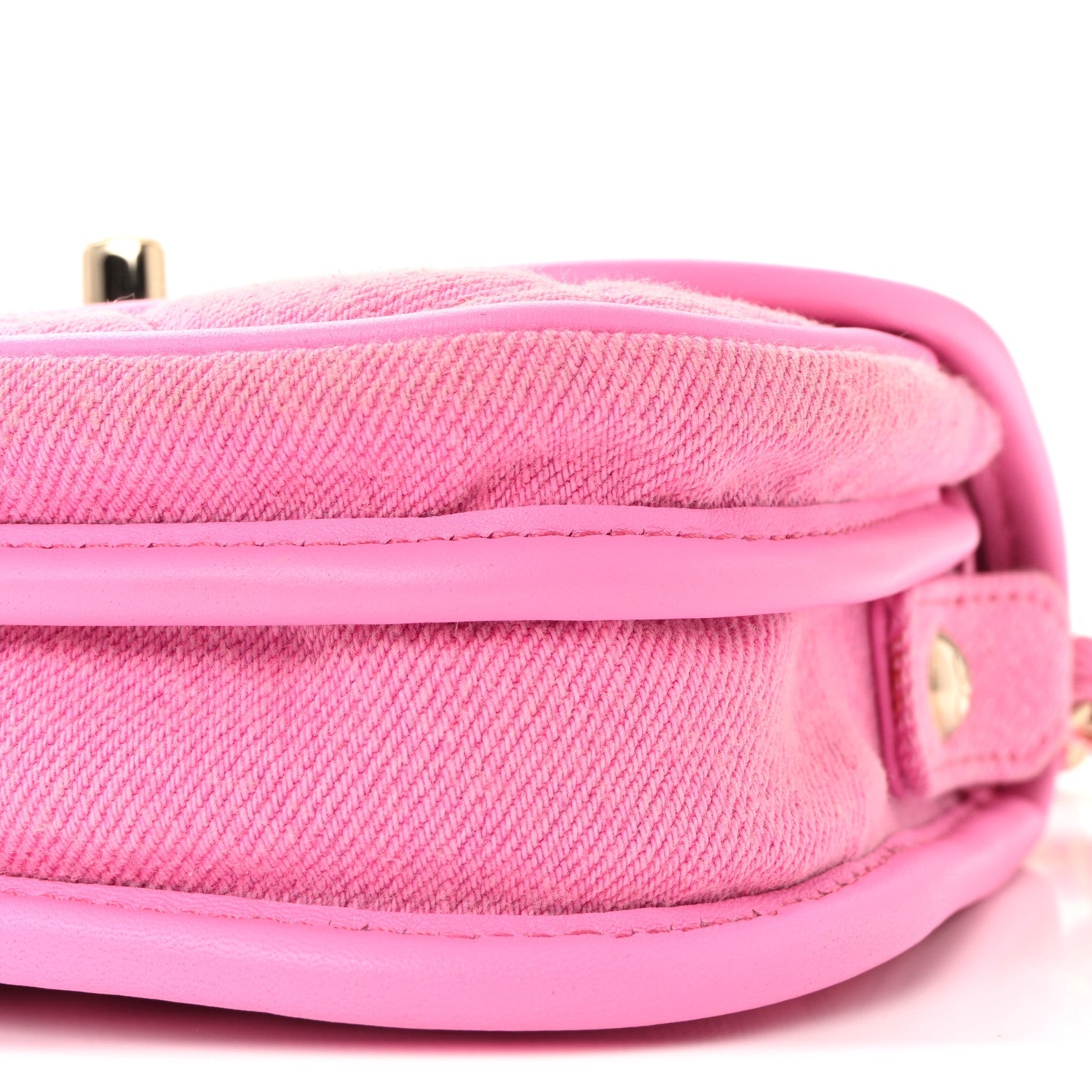 Chanel Denim Quilted Mini Messenger Flap Neon Pink