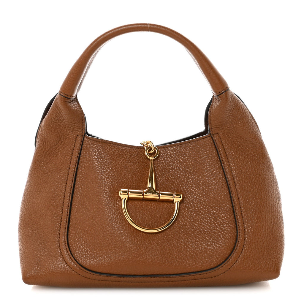 Gucci Grained Calfskin Softbit Medium Shoulder Bag Brown