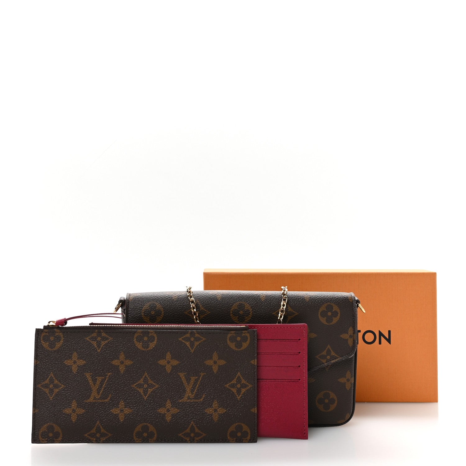 Louis Vuitton Monogram Pochette Felicie Chain Wallet Fuchsia