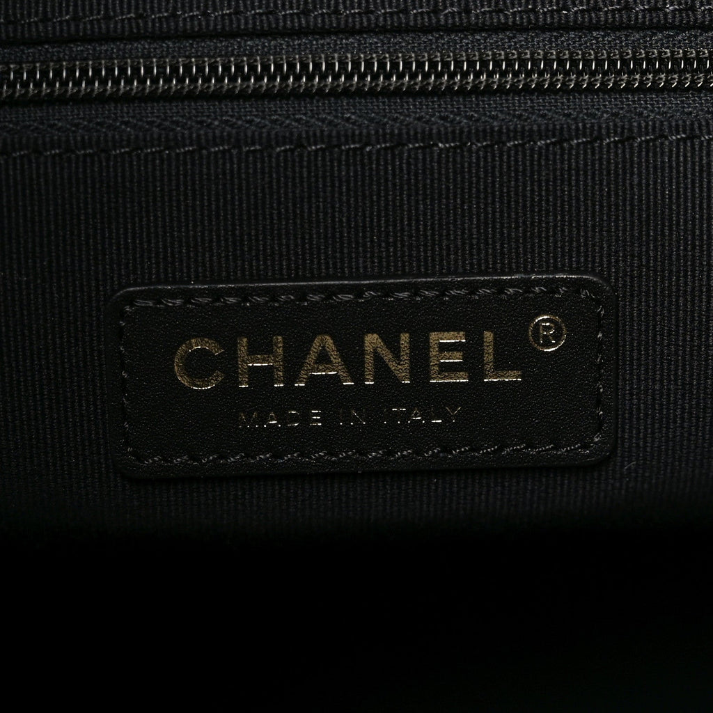 Chanel Suede Calfskin Shiny Lambskin Quilted Small Coco Base Shopping Bag Beige Black