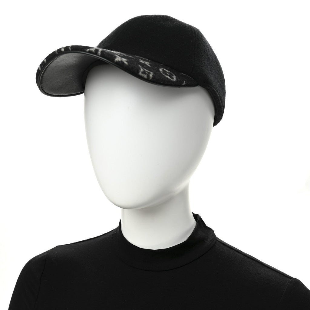 Louis Vuitton Wool Silk Monogram Endless Cap L Black