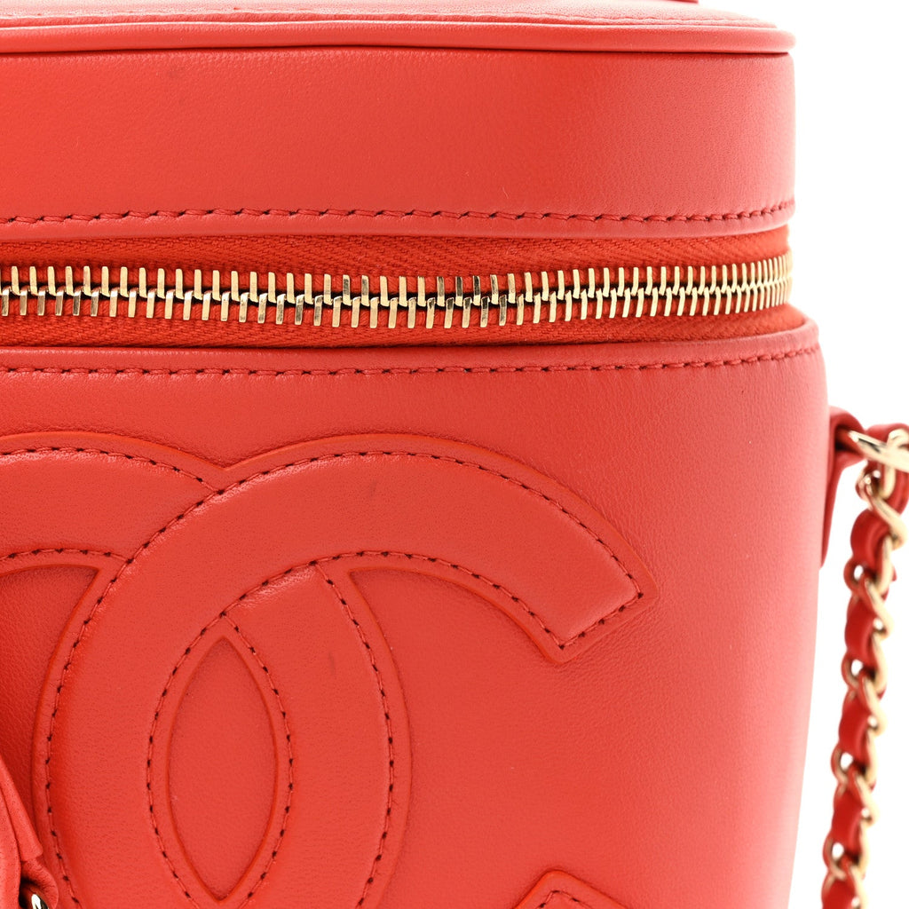 Chanel Lambskin Timeless Vanity Cosmetic Case Red