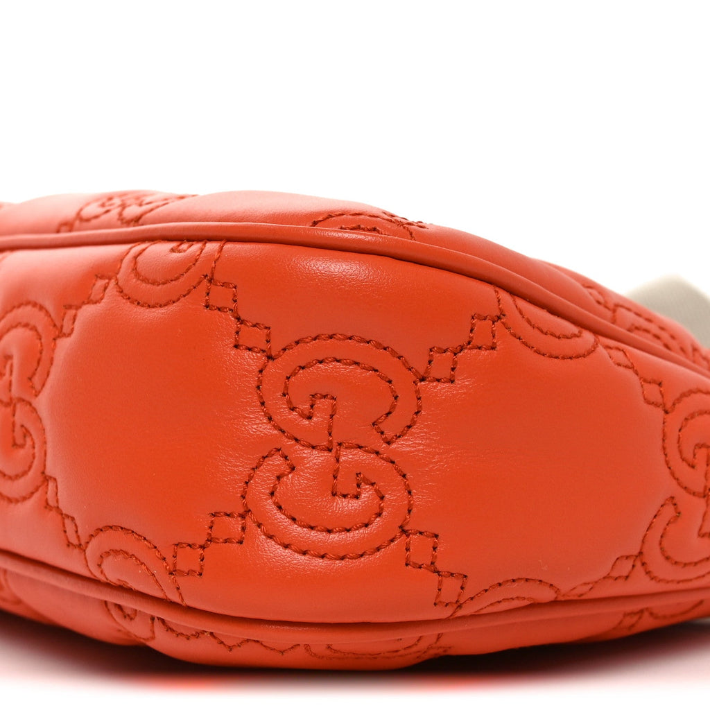 Gucci Calfskin GG Matelasse Chain Handbag Deep Orange Natural