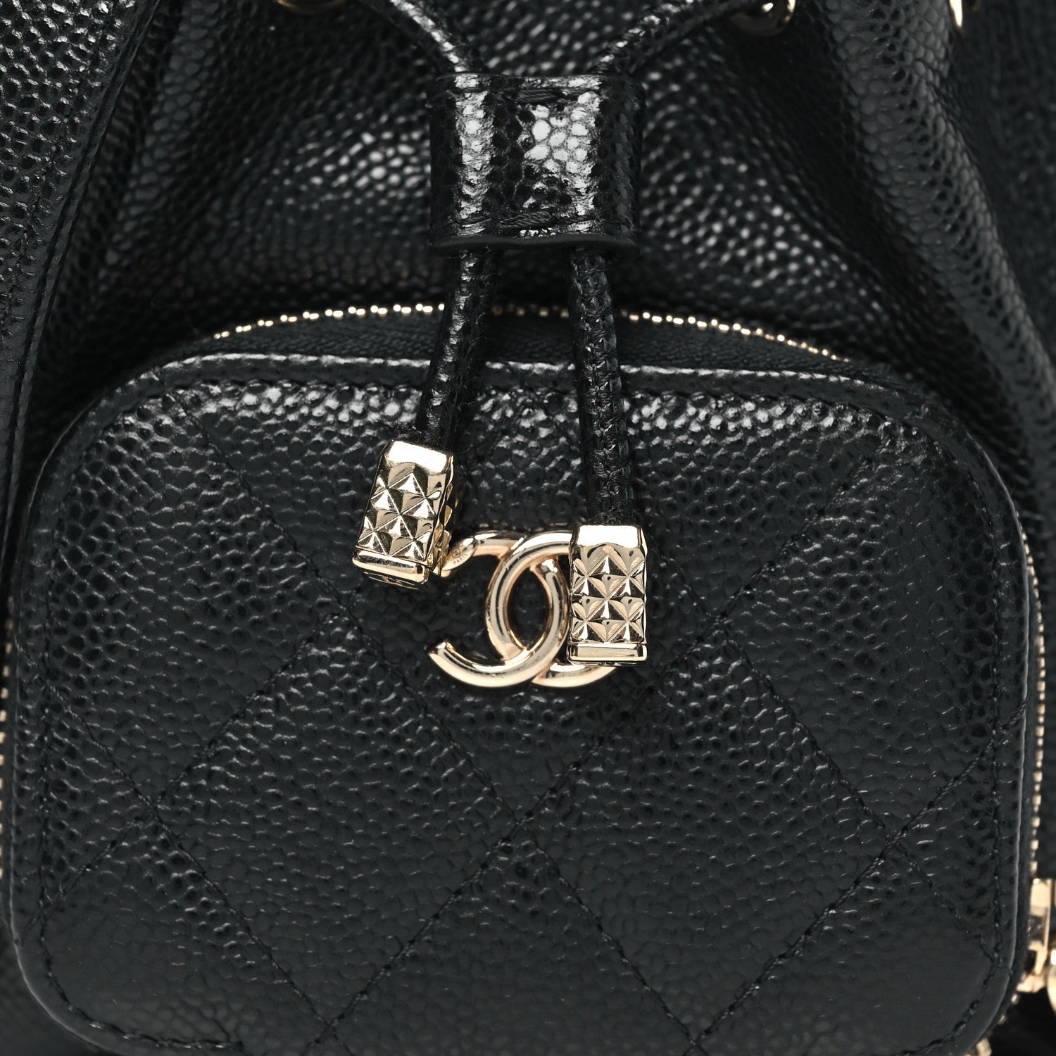 Chanel Caviar Quilted Mini CC Pocket Bucket Bag Black
