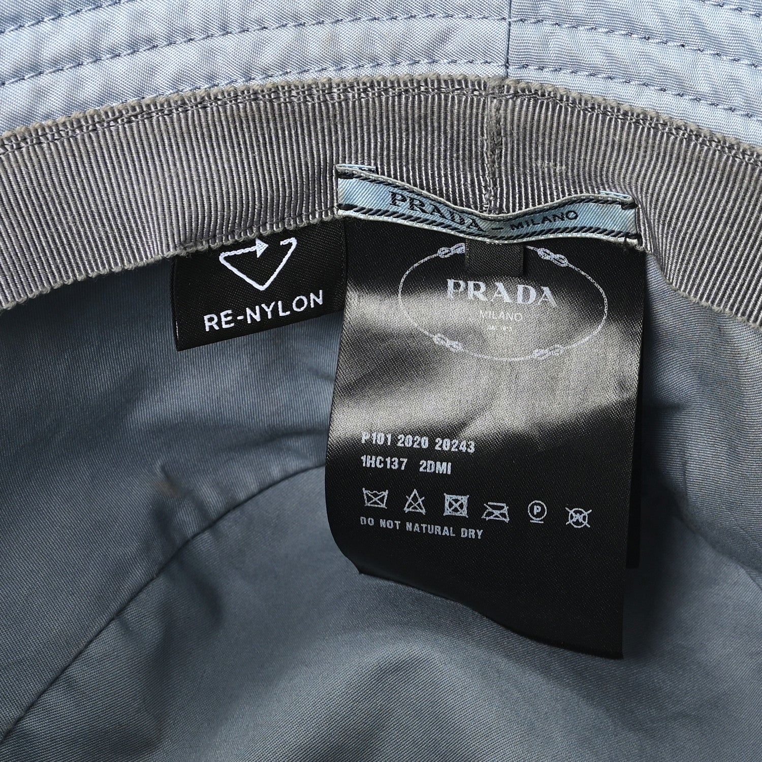 Prada Re-Nylon Metal Triangle Logo Womens Bucket Hat Astrale