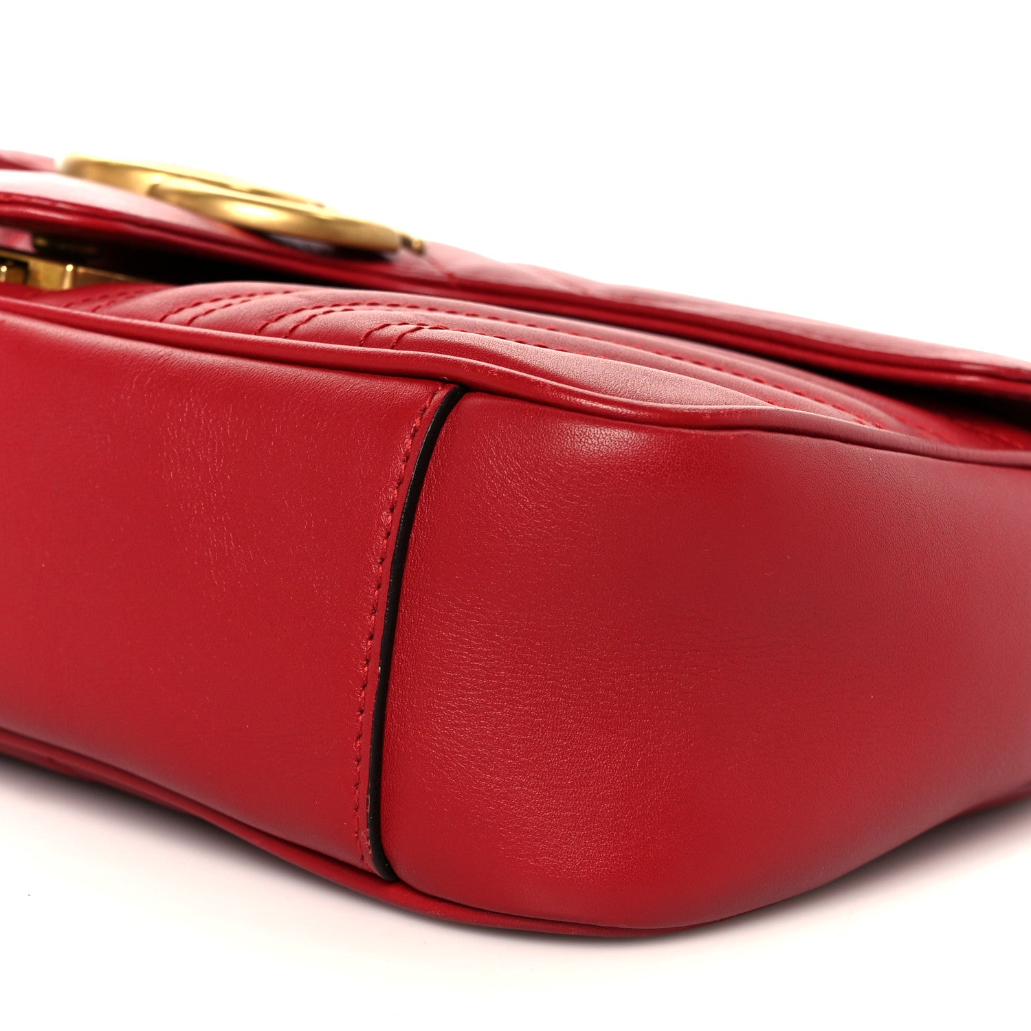Gucci Calfskin Matelasse Small GG Marmont Shoulder Bag Hibiscus Red