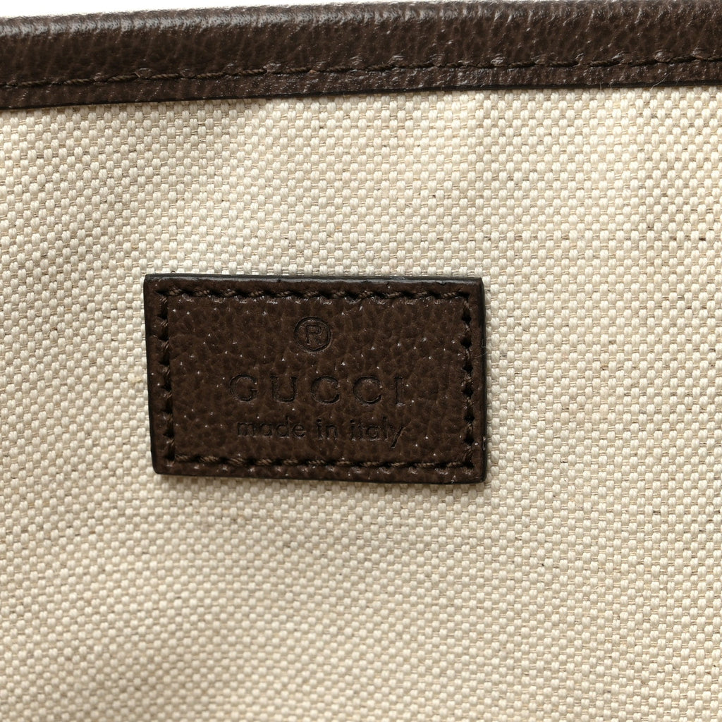 Gucci GG Supreme Monogram Textured Calfskin Small Ophidia Shoulder Tote Bag Beige Ebony New Acero