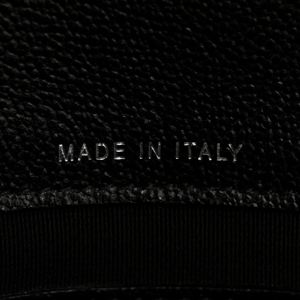 Grained Calfskin Quilted CC Box Pouch Black