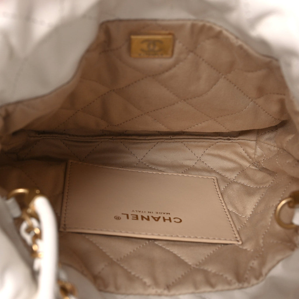 Chanel Shiny Calfskin Quilted Mini Chanel 22 White