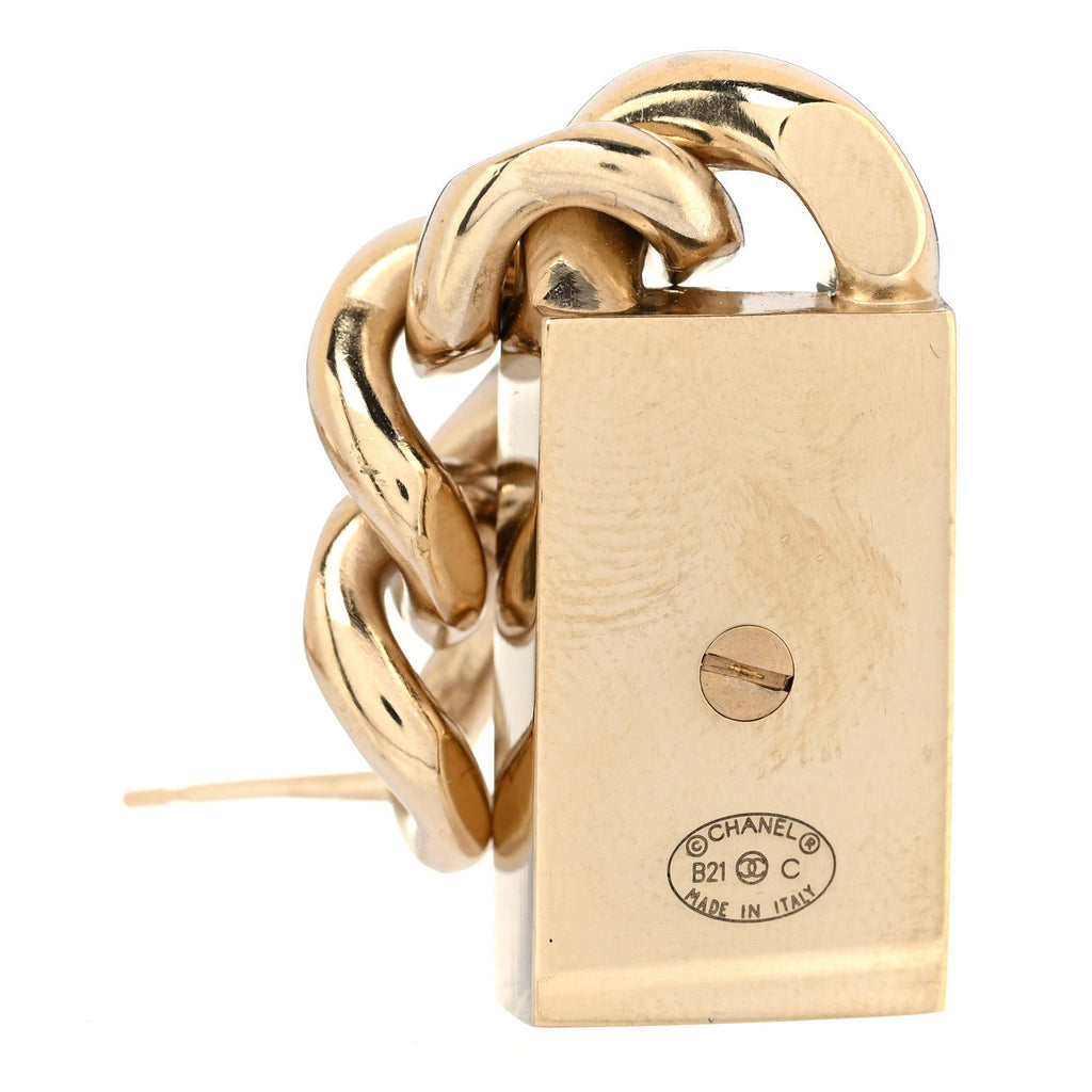 Crystal Dog Tag Charm Earrings Gold
