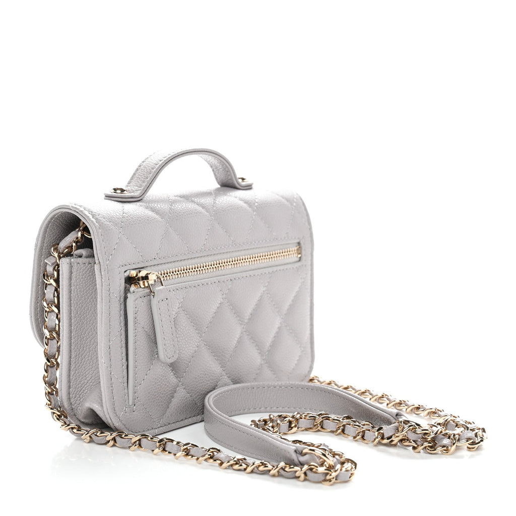 Chanel Caviar Quilted Mini Business Affinity Flap Grey