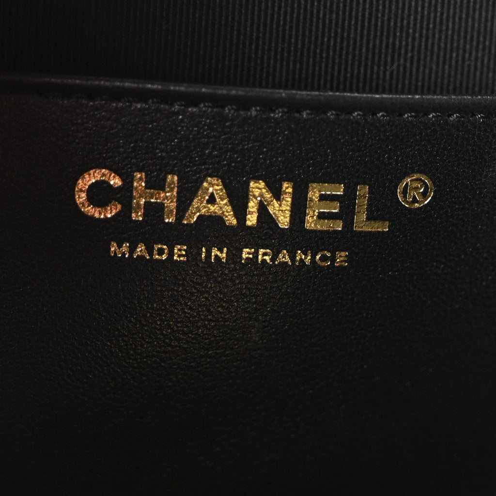 Chanel Lambskin Quilted Large CC In Love Heart Bag Black