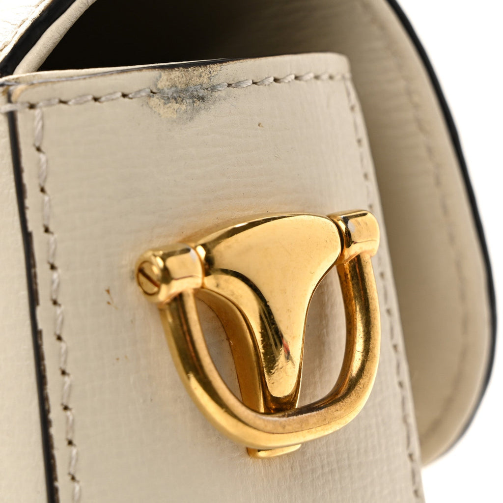 Gucci Azalea Calfskin Web Mini Horsebit 1955 Shoulder Bag Mystic White