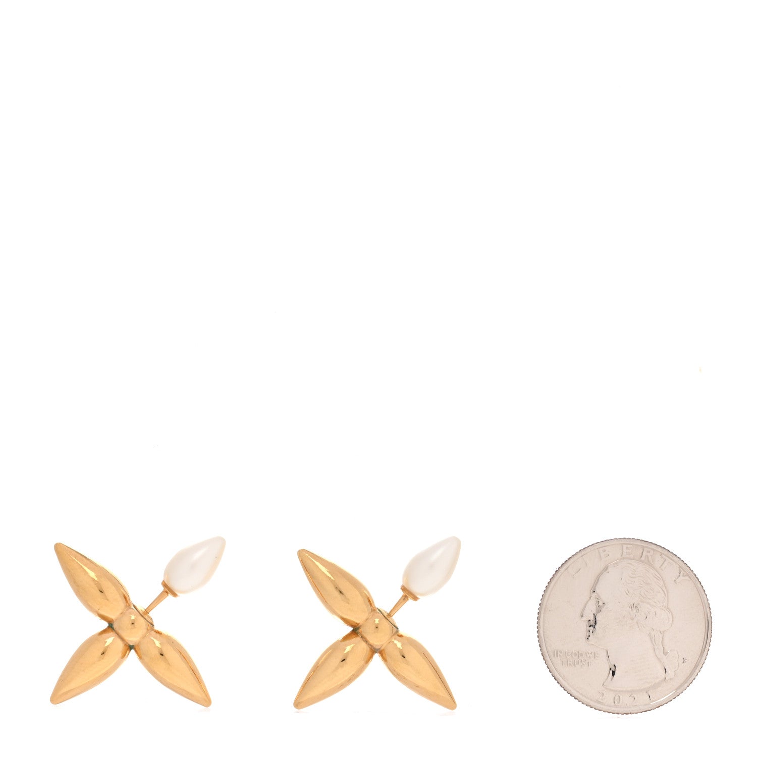 Louis Vuitton Pearl Louisette By Night Earrings Gold