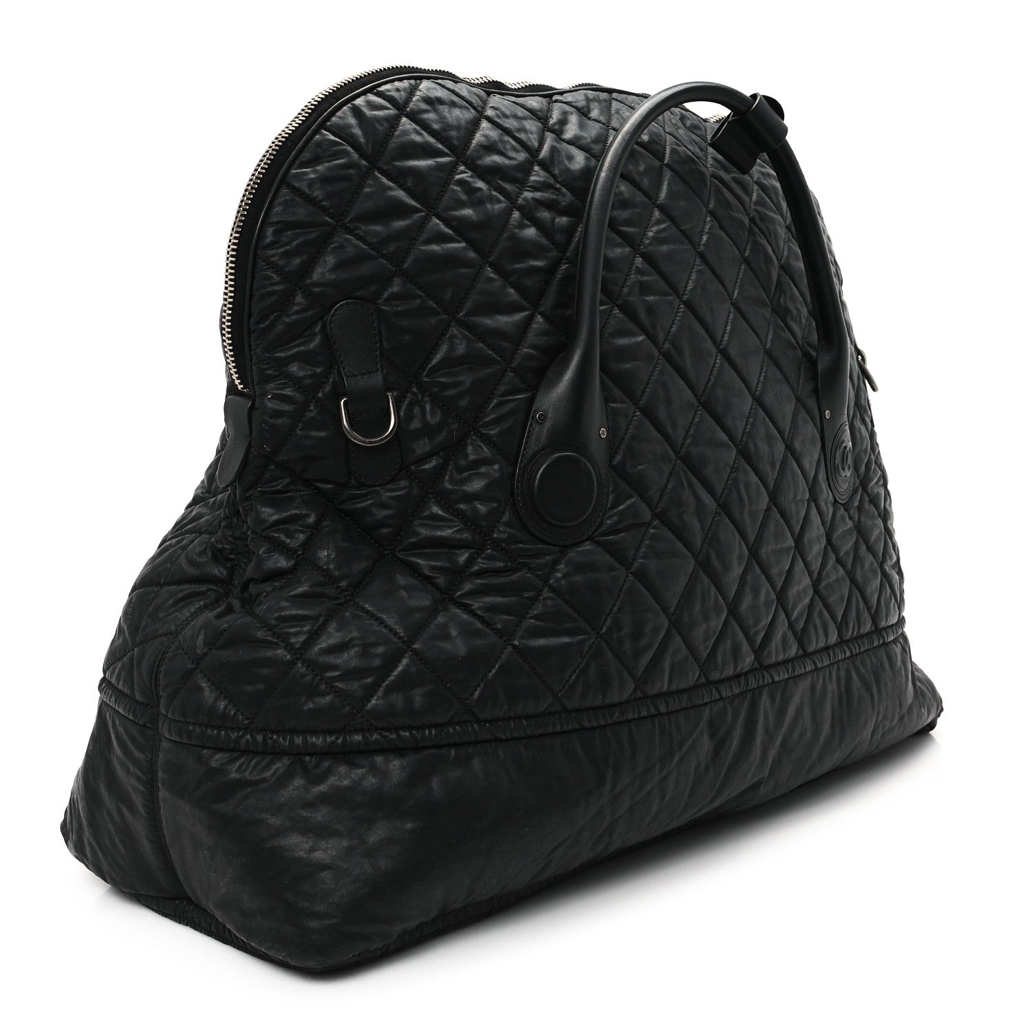 Chanel Coated Canvas Quilted Large Garment Travel Bag Black