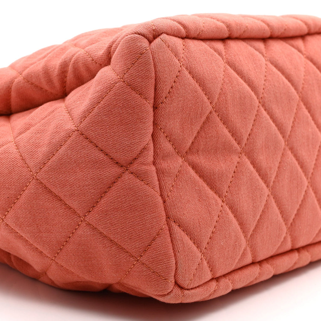 Chanel Washed Denim Quilted Small Urban Spirit Drawstring Bag Orange