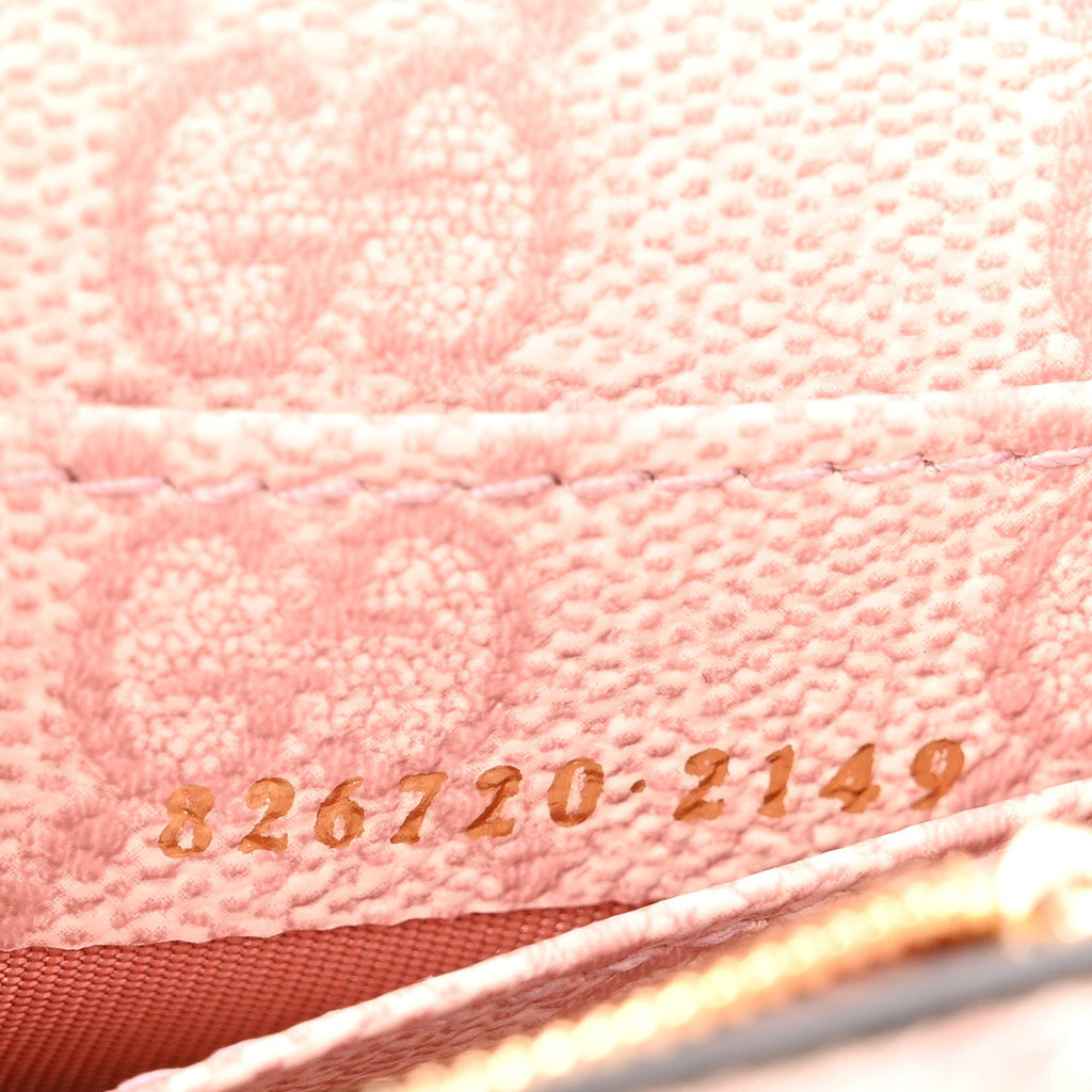 Gucci GG Supreme Monogram Textured Calfskin Emblem Wallet On Chain Pink