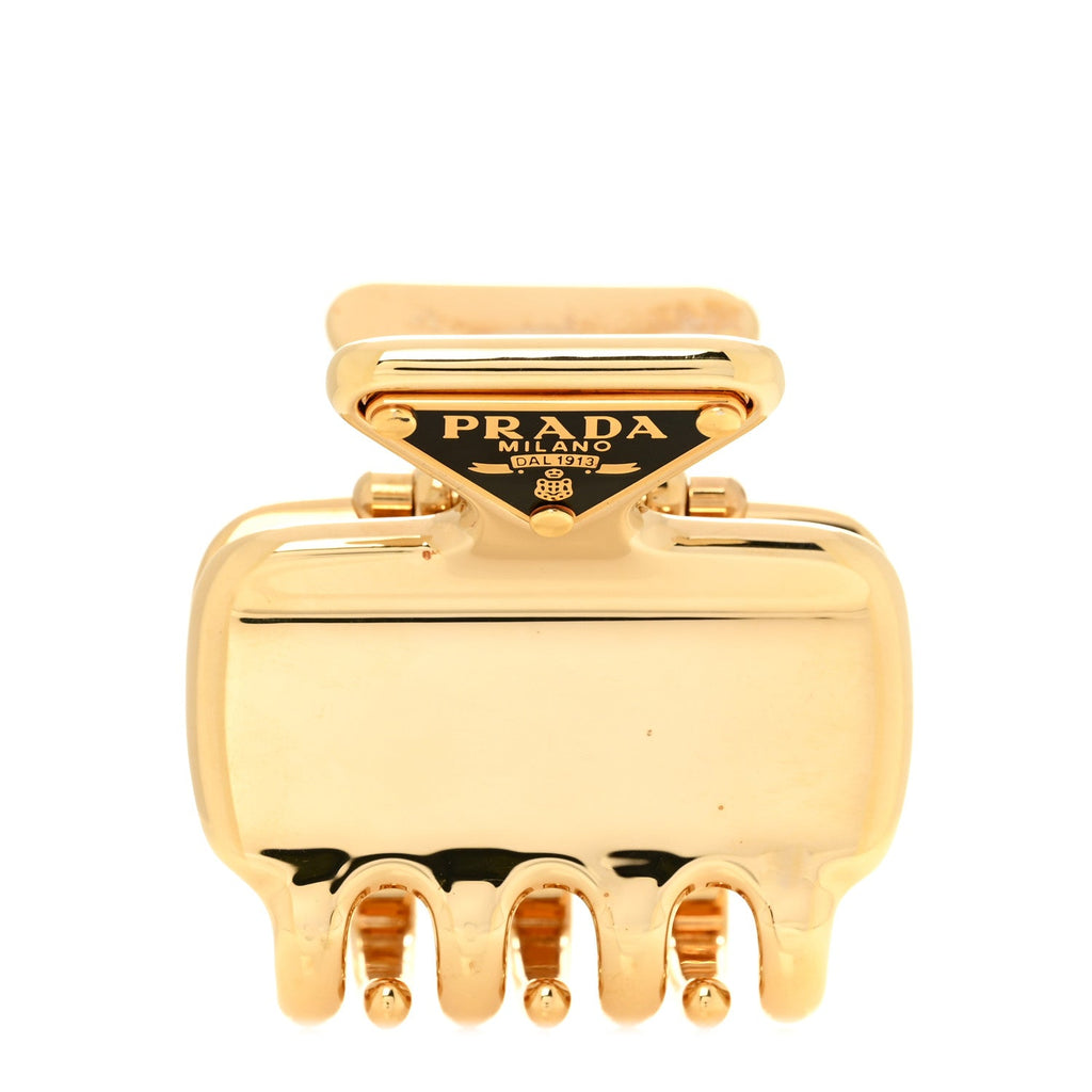 Prada Metal Triangle Mini Hair Clip Gold