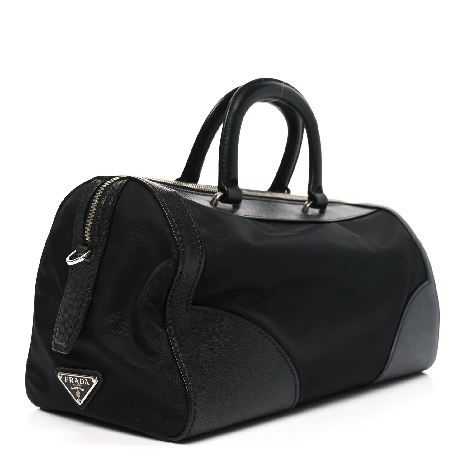Prada Nylon Saffiano Top Handle Bag Black